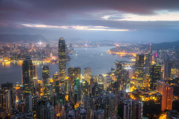 Sunrise over Hong Kong, China