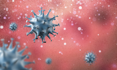 coronavirus cells outbreak, epidemic of coronavirus disease 2019-2020. COVID-19, caused by the SARS-CoV-2 virus. 3d rendering