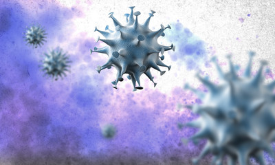 coronavirus cells outbreak, epidemic of coronavirus disease 2019-2020. COVID-19, caused by the SARS-CoV-2 virus. 3d rendering