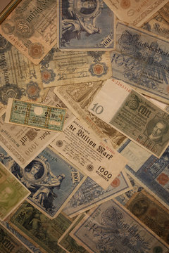 Old original german money macro background fifty megapixels stock photography prints