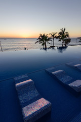 Sunset in the swimming pool of the hotel in Gran Canaria(Canary Islands)