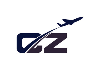Initial Letter C and Z  with Aviation Logo Design, Air, Airline, Airplane and Travel Logo template.