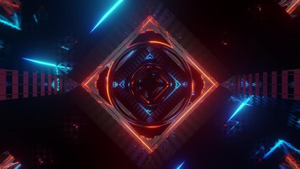 futuristic neon tunnel 3d render animation loop - Powered by Adobe