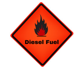 Accident prevention signs, Diesel Fuel sign, beware and careful rhombus Sign, warning symbol, vector illustration.