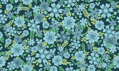 Cute of flower pattern background for spring, with leaf and floral design.