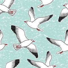 Vector seamless pattern with seagulls