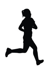 Fototapeta na wymiar Female runner silhouette vector, athlete