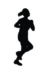 Female runner silhouette vector, athlete