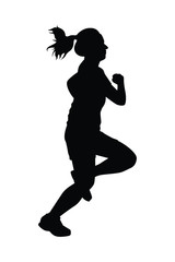 Female runner silhouette vector, athlete