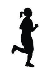 Female runner silhouette vector, athlete