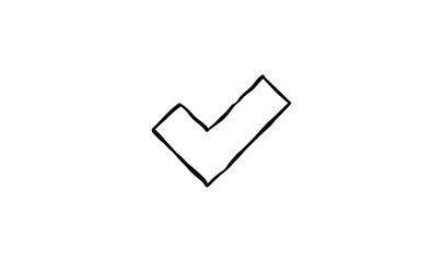 Tick approval symbol, hand drawn check mark.