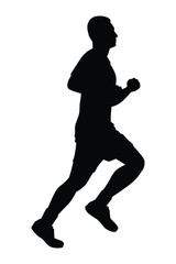 Male runner silhouette vector, athlete