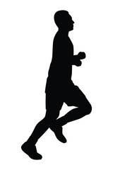 Male runner silhouette vector, athlete