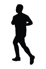 Male runner silhouette vector, athlete