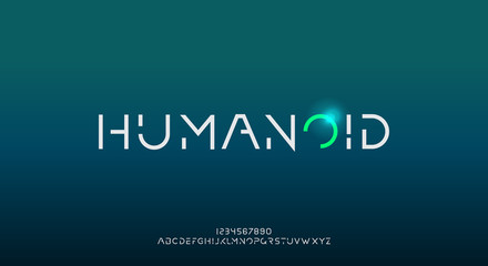 Humanoid, an Abstract technology futuristic alphabet font. digital space typography vector illustration design