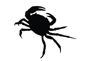 Crab silhouette vector, animal wildlife