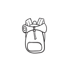 hand drawn doodle backpack illustration with line art style vector