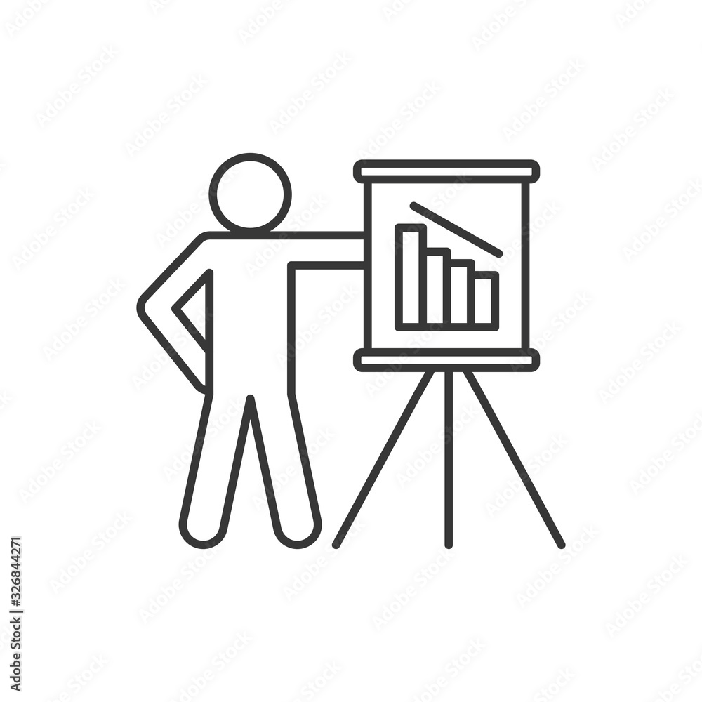 Poster isolated avatar with infographic board line style icon vector design