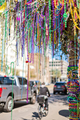 Fototapeta na wymiar Mardi Gras Beads in Trees