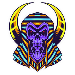 Skull pharaoh head mascot logo 