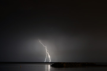 lightning over lake