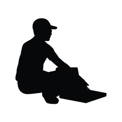 Lottery seller in Thailand silhouette vector