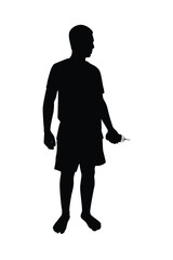 Man have bomb in hand silhouette