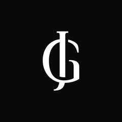 Initial letter JG or GJ logo template with overlap serif font symbol in flat design monogram illustration