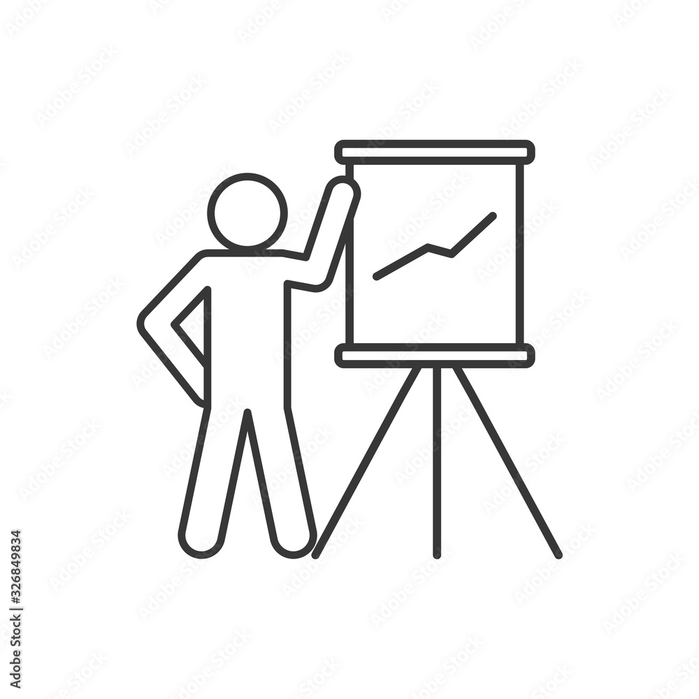 Poster isolated avatar with infographic board line style icon vector design