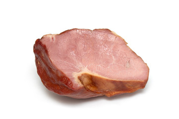 A piece of baked beef isolated on a white background.