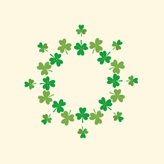 circle made of green small shamrocks leaf vector illustration best for saint Patrick day
