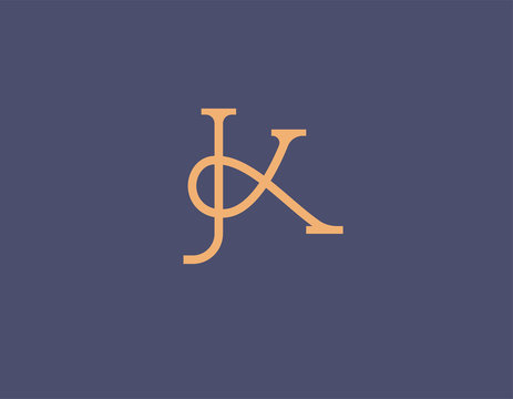 Linear logo letter K on a feulette background for your company typography