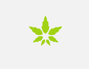 Green abstract canabis leaf logo for your company