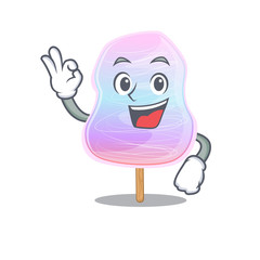 A funny picture of rainbow cotton candy making an Okay gesture
