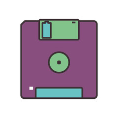 Isolated diskette line fill style icon vector design