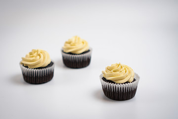 Chocolate cupcakes with peanut butter frosting