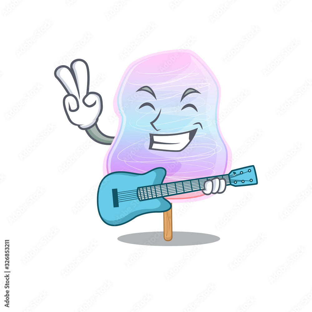 Poster A picture of rainbow cotton candy playing a guitar