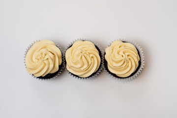 Chocolate cupcakes with peanut butter frosting