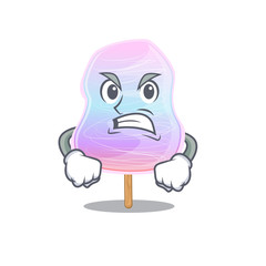 Rainbow cotton candy cartoon character style having angry face