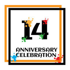 Obraz premium 14 anniversary logo vector template. Design for banner, greeting cards or print