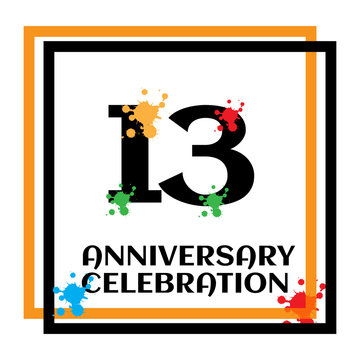 13 anniversary logo vector template. Design for banner, greeting cards or print