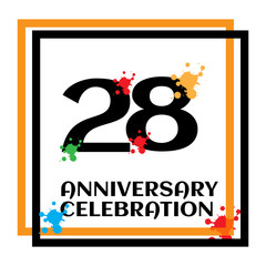 28 anniversary logo vector template. Design for banner, greeting cards or print