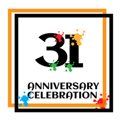 31 anniversary logo vector template. Design for banner, greeting cards or print
