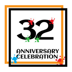 32 anniversary logo vector template. Design for banner, greeting cards or print
