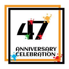 47 anniversary logo vector template. Design for banner, greeting cards or print