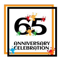 65 anniversary logo vector template. Design for banner, greeting cards or print