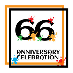 66 anniversary logo vector template. Design for banner, greeting cards or print