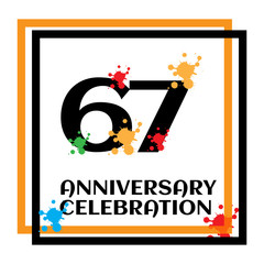 67 anniversary logo vector template. Design for banner, greeting cards or print