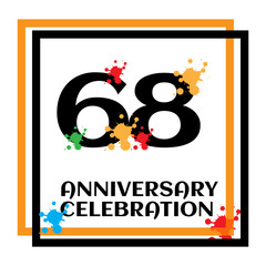 68 anniversary logo vector template. Design for banner, greeting cards or print
