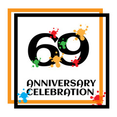 69 anniversary logo vector template. Design for banner, greeting cards or print